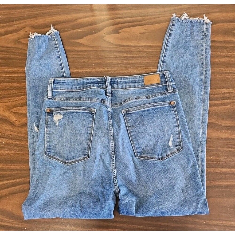 Judy Blue Light Blue Distressed Skinny Jeans - Picture 9 of 11